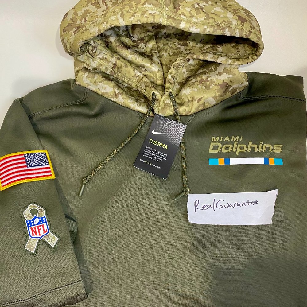 Rare NWT 100% Nike 2017 Miami Dolphins Salute To Service ON FIELD Hoodie TUA NFL